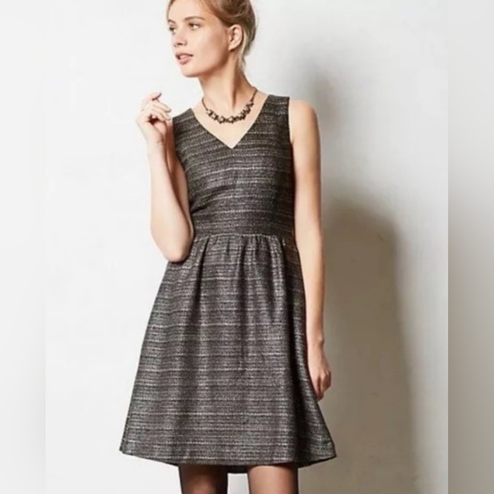 Moulinette Soeurs Anthropologie Metallic Glissade Tweed Dress size 8P